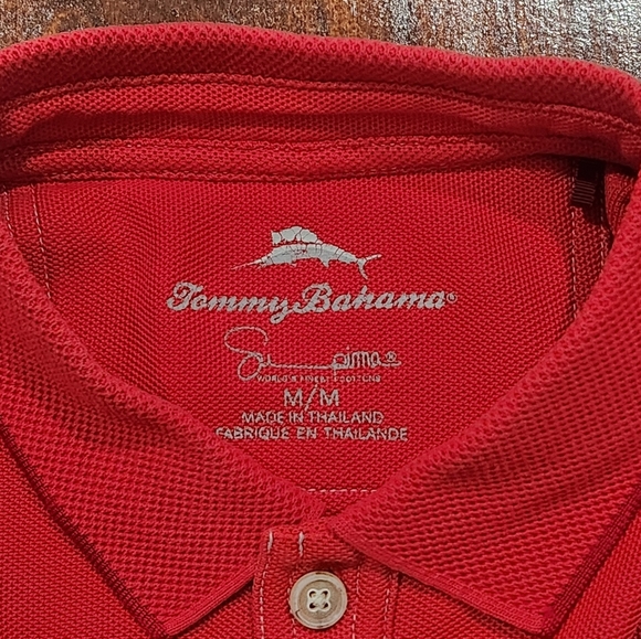 Tommy Bahama Polo Shirt Mens Medium Emfielder Red Supima Cotton Short Sleeve EUC - Picture 5 of 9